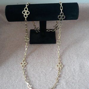 Tory Burch Clover Station Chain Necklace, Gold, 41"
